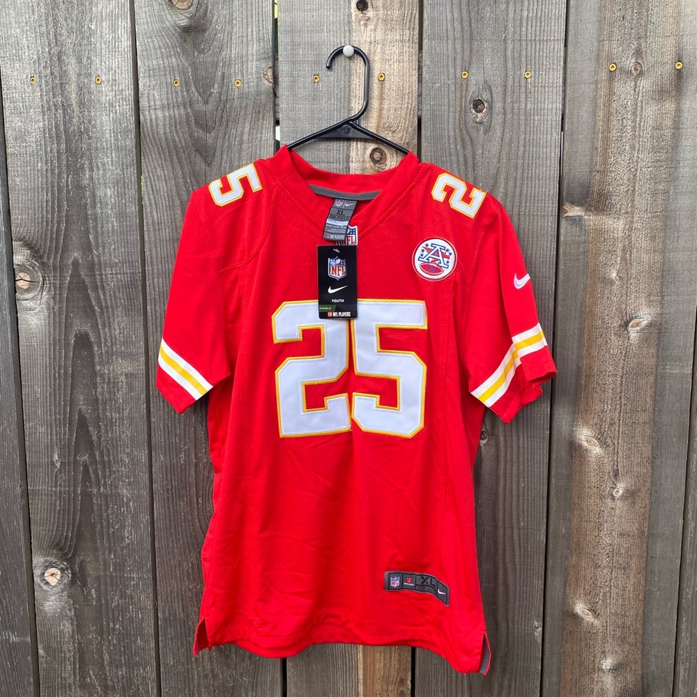 Nike Red Football Jersey with White and Gold Accents - #25